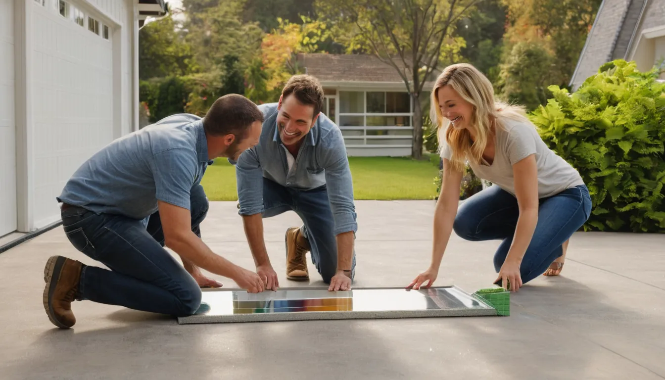 A homeowner looking over a concrete garage floor with a provider